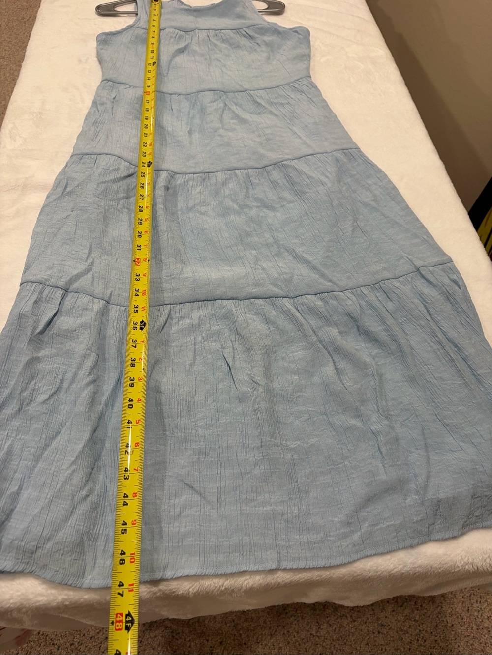 Light Blue Tiered Midi Sleeveless Dress - Size Small - Picture 5 of 9